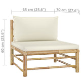 4 Piece Garden Lounge Set with Cream White Cushions Bamboo