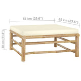 4 Piece Garden Lounge Set with Cream White Cushions Bamboo