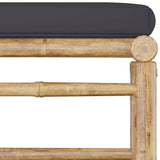 4 Piece Garden Lounge Set with Dark Grey Cushions Bamboo - Rear View