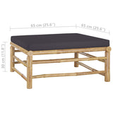 4 Piece Garden Lounge Set with Dark Grey Cushions Bamboo - Extra Image