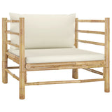 7 Piece Garden Lounge Set with Cream White Cushions Bamboo - Close-Up Angle