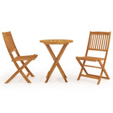 3 Piece Folding Garden Dining Set Solid Acacia Wood - Front View