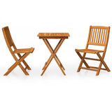 3 Piece Folding Garden Dining Set Solid Acacia Wood - Front View