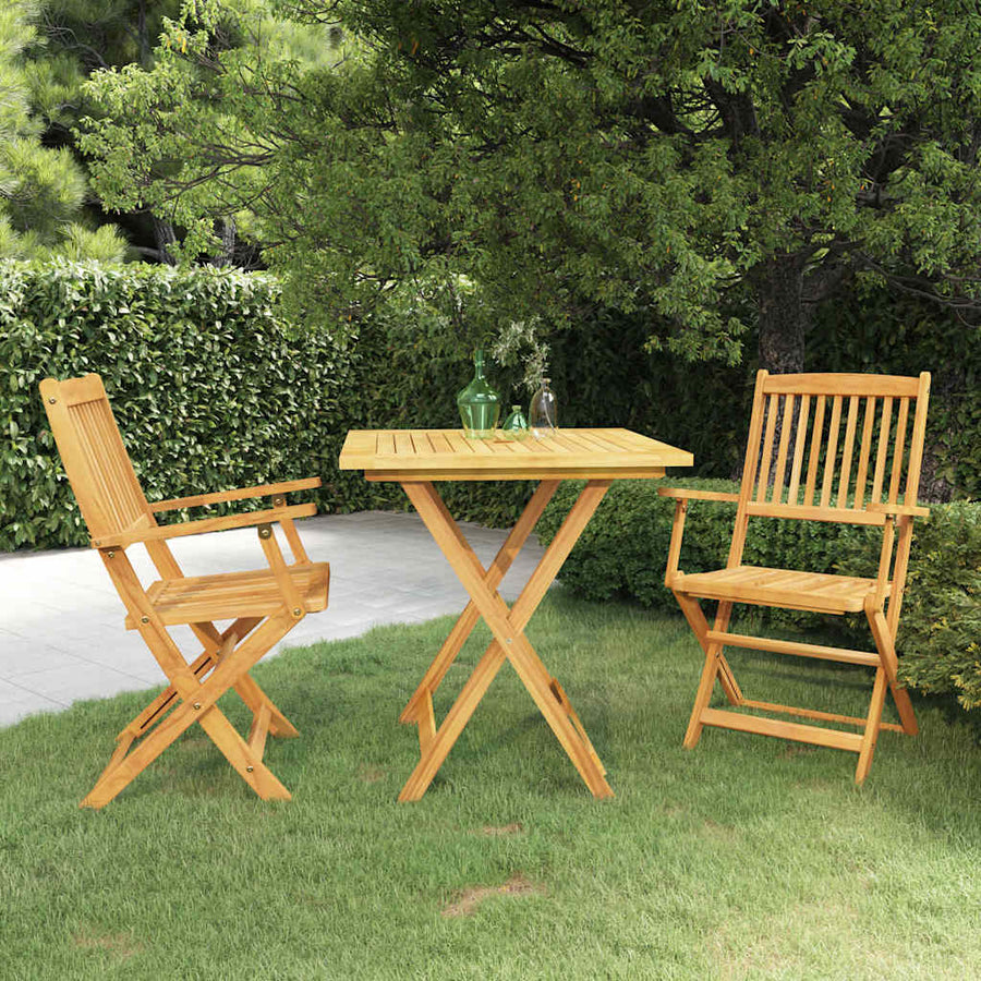 3 Piece Folding Garden Dining Set Solid Acacia Wood