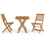 3 Piece Folding Garden Dining Set Solid Acacia Wood - Front View