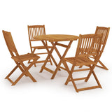 5 Piece Folding Garden Dining Set Solid Acacia Wood - Front View