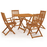 5 Piece Folding Garden Dining Set Solid Acacia Wood - Front View