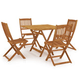 5 Piece Folding Garden Dining Set Solid Acacia Wood - Front View