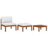 3 Piece Garden Lounge Set with Cushions Wood Acacia&Rope