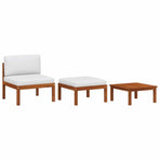 3 Piece Garden Lounge Set with Cushions Wood Acacia&Rope