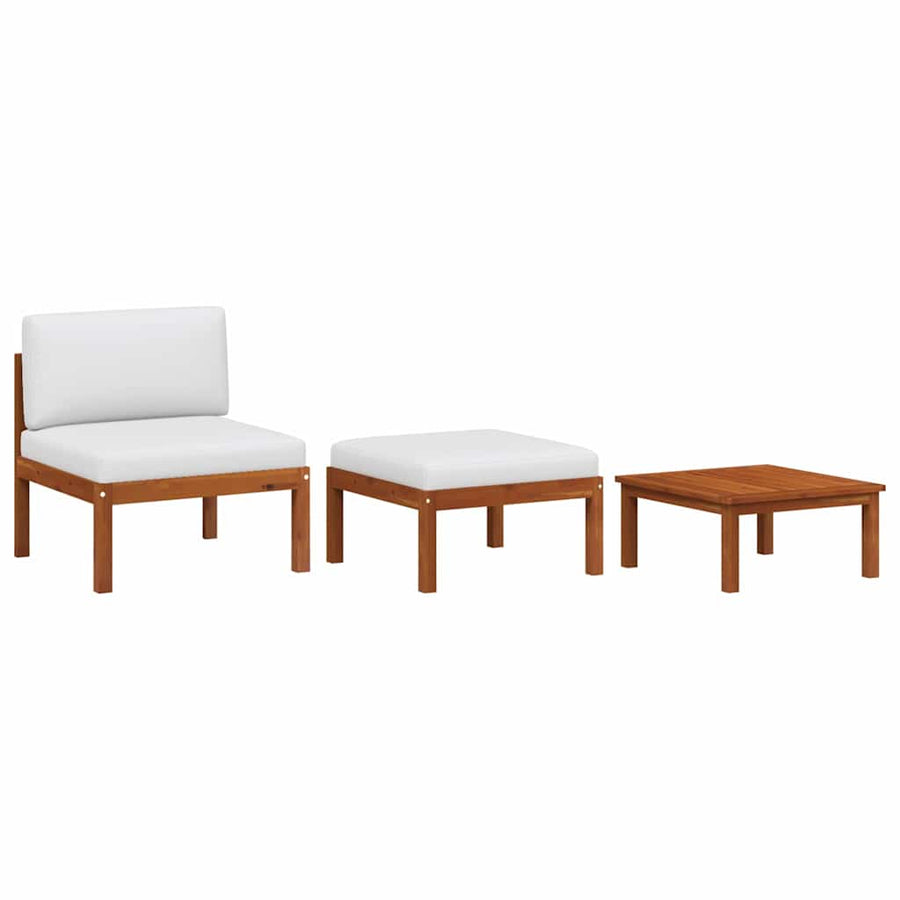 3 Piece Garden Lounge Set with Cushions Wood Acacia&Rope