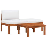 3 Piece Garden Lounge Set with Cushions Wood Acacia&Rope - Rear View