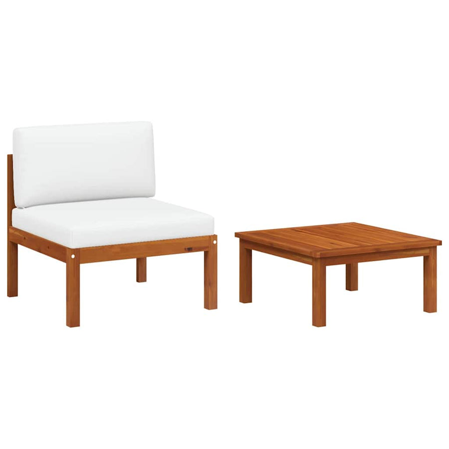 2 Piece Garden Lounge Set with Cushions Wood Acacia&Rope