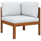 Garden Corner Sofa with Cushions Wood Acacia&Rope - Front View