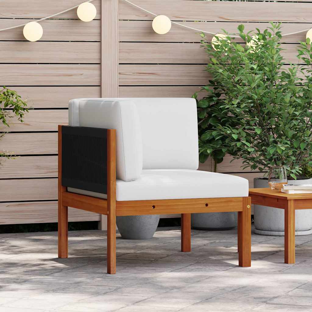 Garden Corner Sofa with Cushions Wood Acacia&Rope