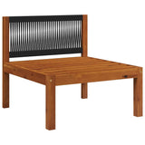 Garden Middle Sofa with Cushions Wood Acacia&Rope