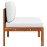 Garden Middle Sofa with Cushions Wood Acacia&Rope - 45-Degree Angle