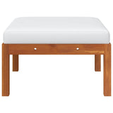Garden Footstool with Cushion Solid Acacia Wood - Side View