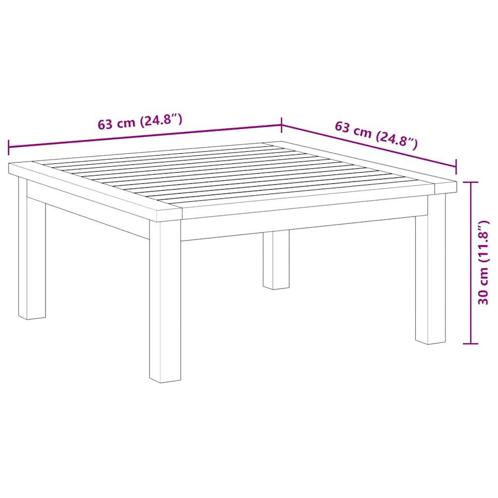 Garden Lounge Table 63x63x30 cm Solid Acacia Wood