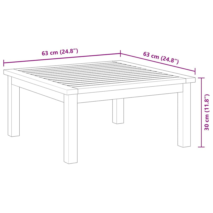 Garden Lounge Table 63x63x30 cm Solid Acacia Wood