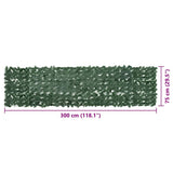 Balcony Screen with Dark Green Leaves 300x75 cm - Close-Up Angle