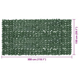 Balcony Screen with Dark Green Leaves 300x150 cm - Close-Up Angle