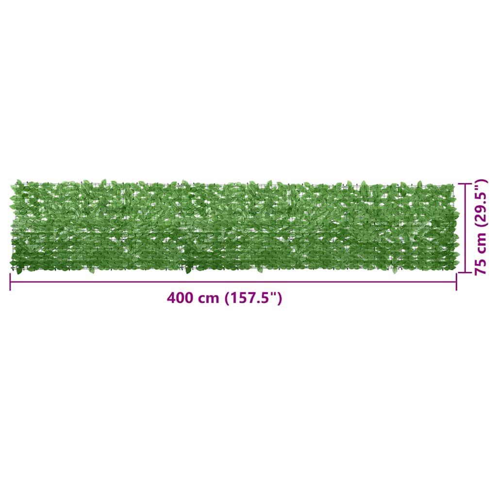 Balcony Screen with Green Leaves 400x75cm
