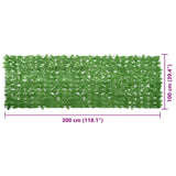 Balcony Screen with Green Leaves 300x100 cm - Rear View