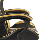 Racing Chair With Footrest Black And Gold Faux Leather