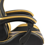 Racing Chair With Footrest Black And Gold Faux Leather