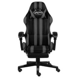 Racing Chair With Footrest Black And Grey Faux Leather - Front View