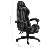 Racing Chair With Footrest Black And Grey Faux Leather - Rear View