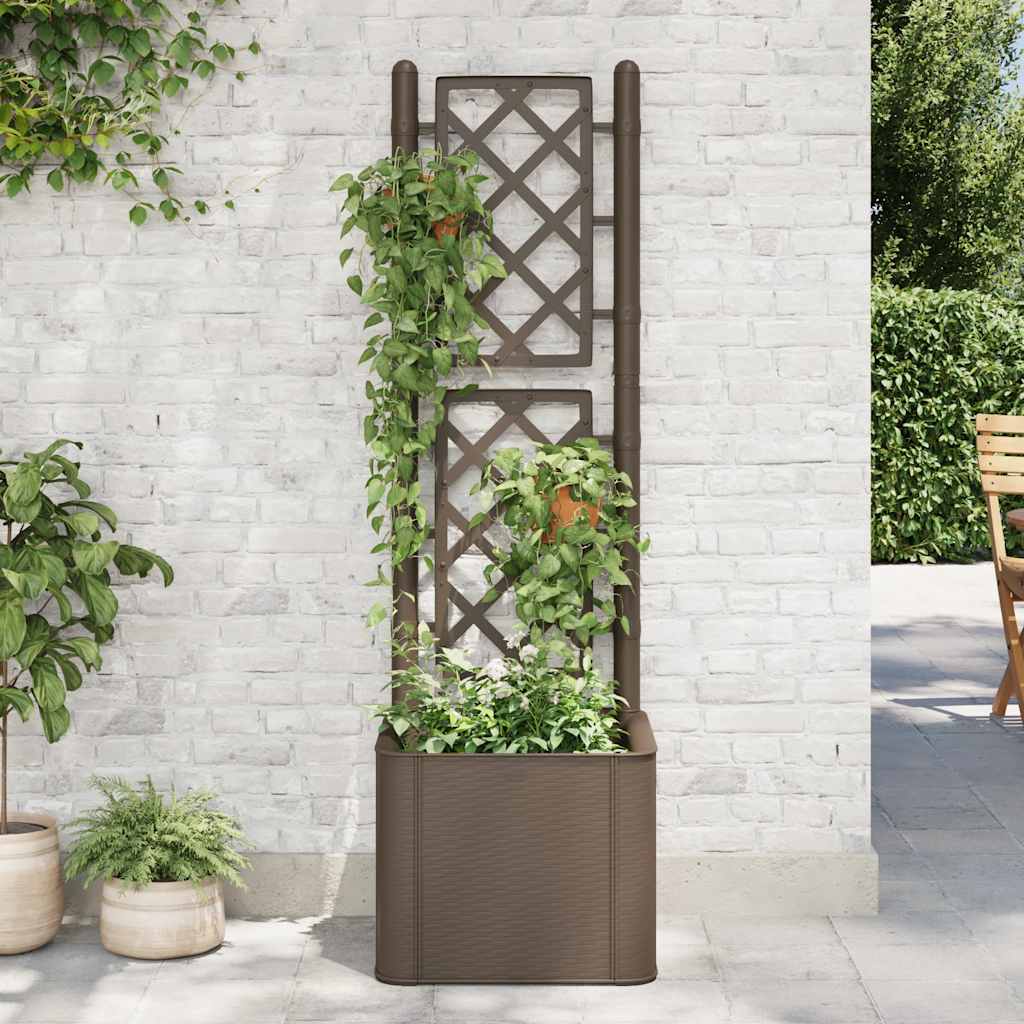 Garden Raised Bed with Trellis and Self Watering System Mocha