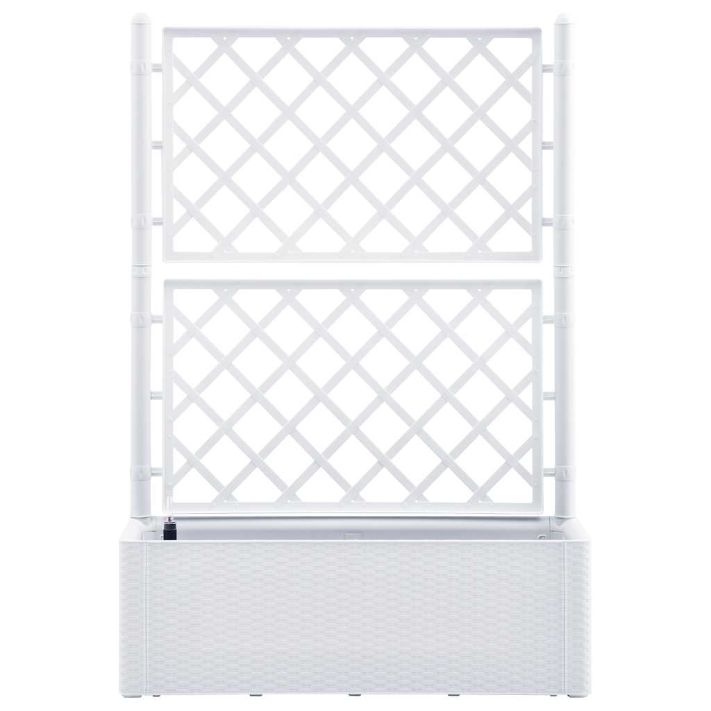 Garden Raised Bed with Trellis and Self Watering System White