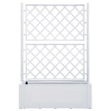 Garden Raised Bed with Trellis and Self Watering System White