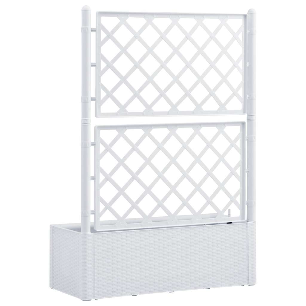 Garden Raised Bed with Trellis and Self Watering System White