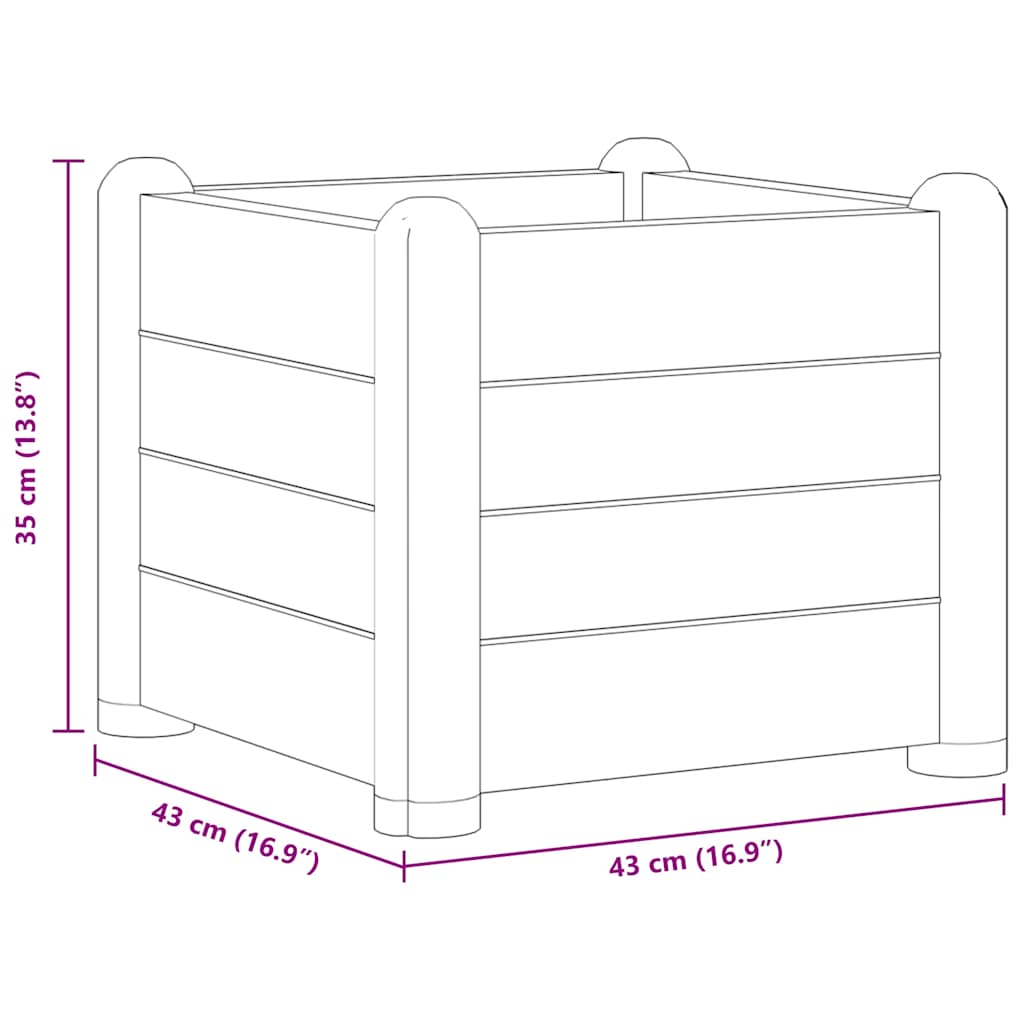 Garden Raised Bed PP White 43x43x35 cm
