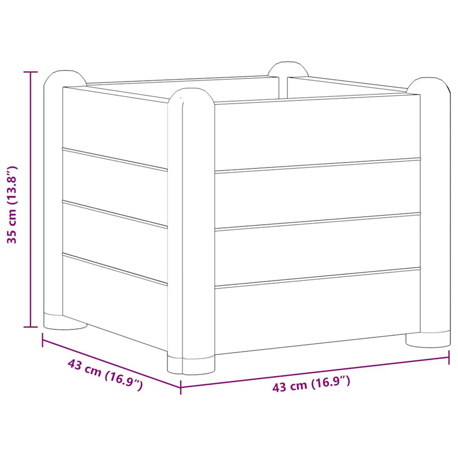 Garden Raised Bed PP Mocha 43x43x35 cm