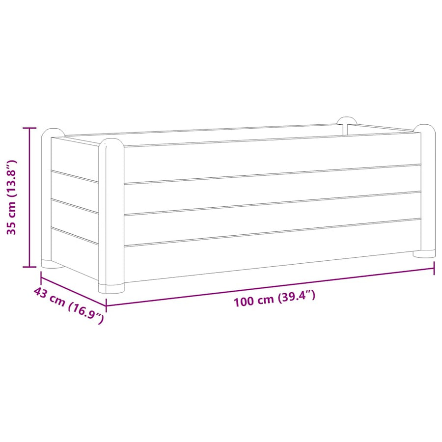 Garden Raised Bed PP White 100x43x35 cm