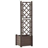 Garden Planter with Trellis 43x43x142 cm PP Mocha - Rear View