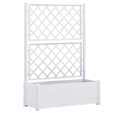 Garden Planter with Trellis 100x43x142 cm PP White - Front View