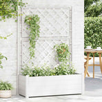 Garden Planter with Trellis 100x43x142 cm PP White