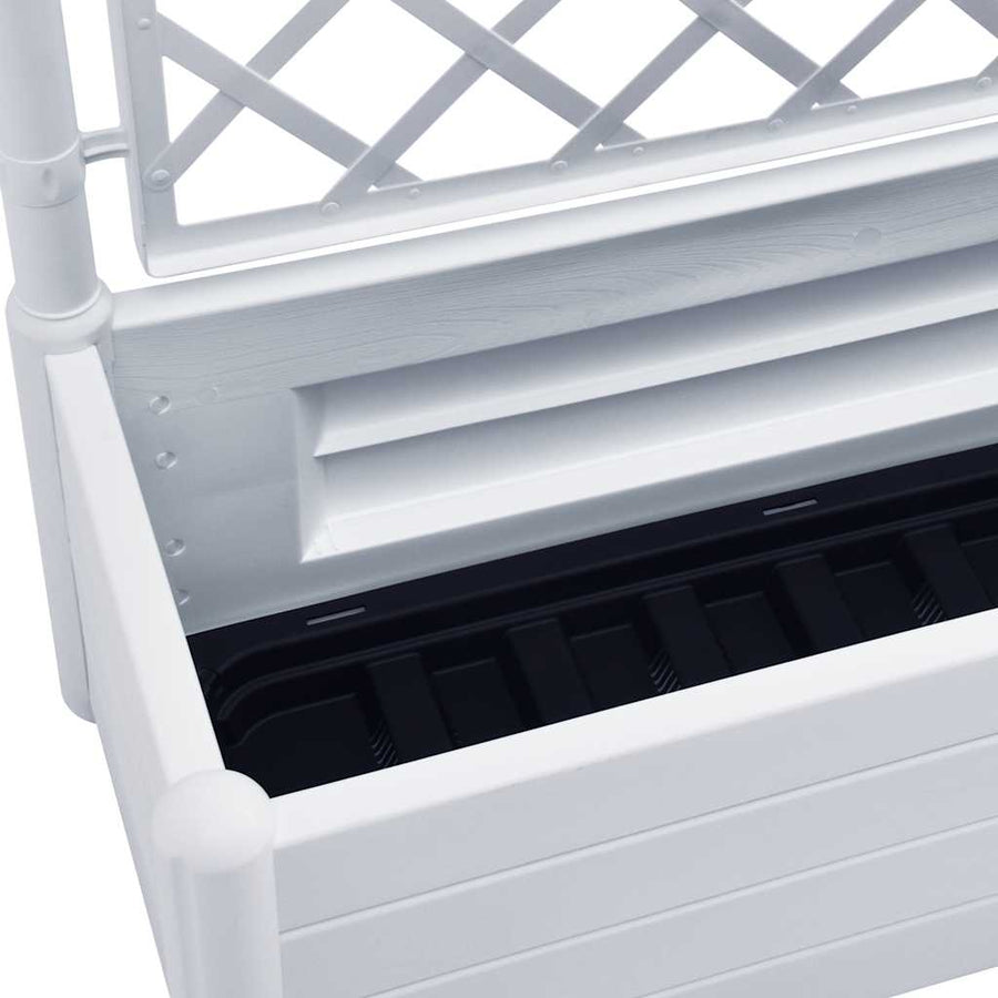Garden Planter with Trellis 100x43x142 cm PP White