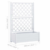 Garden Planter with Trellis 100x43x142 cm PP White - Low Angle