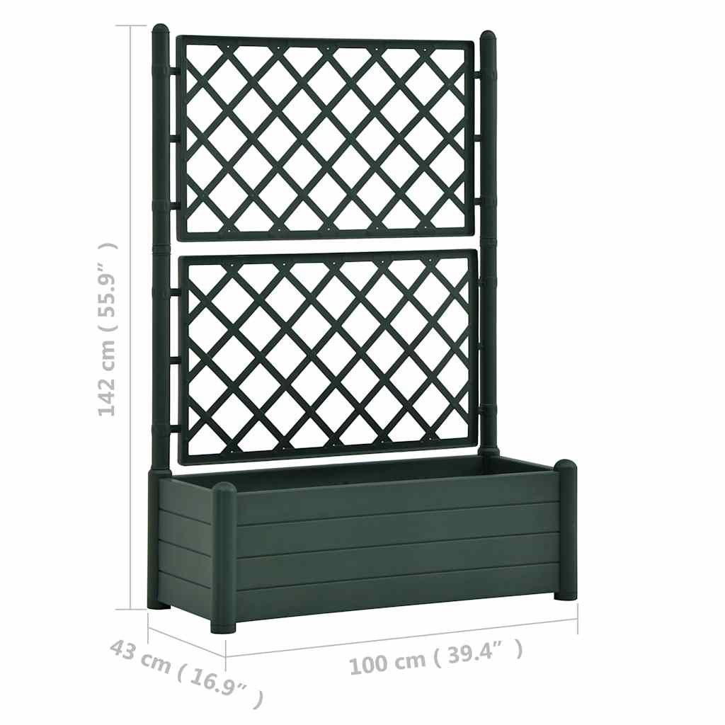 Garden Planter with Trellis 100x43x142 cm PP Green