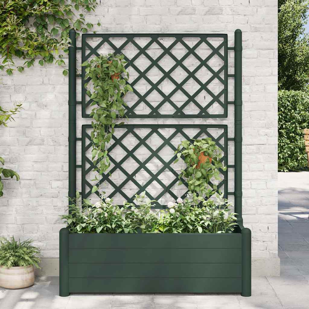 Garden Planter with Trellis 100x43x142 cm PP Green