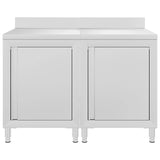 Commercial Work Table Cabinet 120x60x96 cm Stainless Steel - Side View