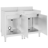 Commercial Kitchen Sink Cabinets 2 pcs Stainless Steel - Side View