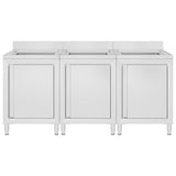 Commercial Kitchen Sink Cabinets 3 pcs Stainless Steel - Front View
