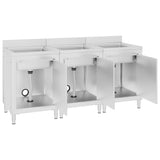 Commercial Kitchen Sink Cabinets 3 pcs Stainless Steel - Side View